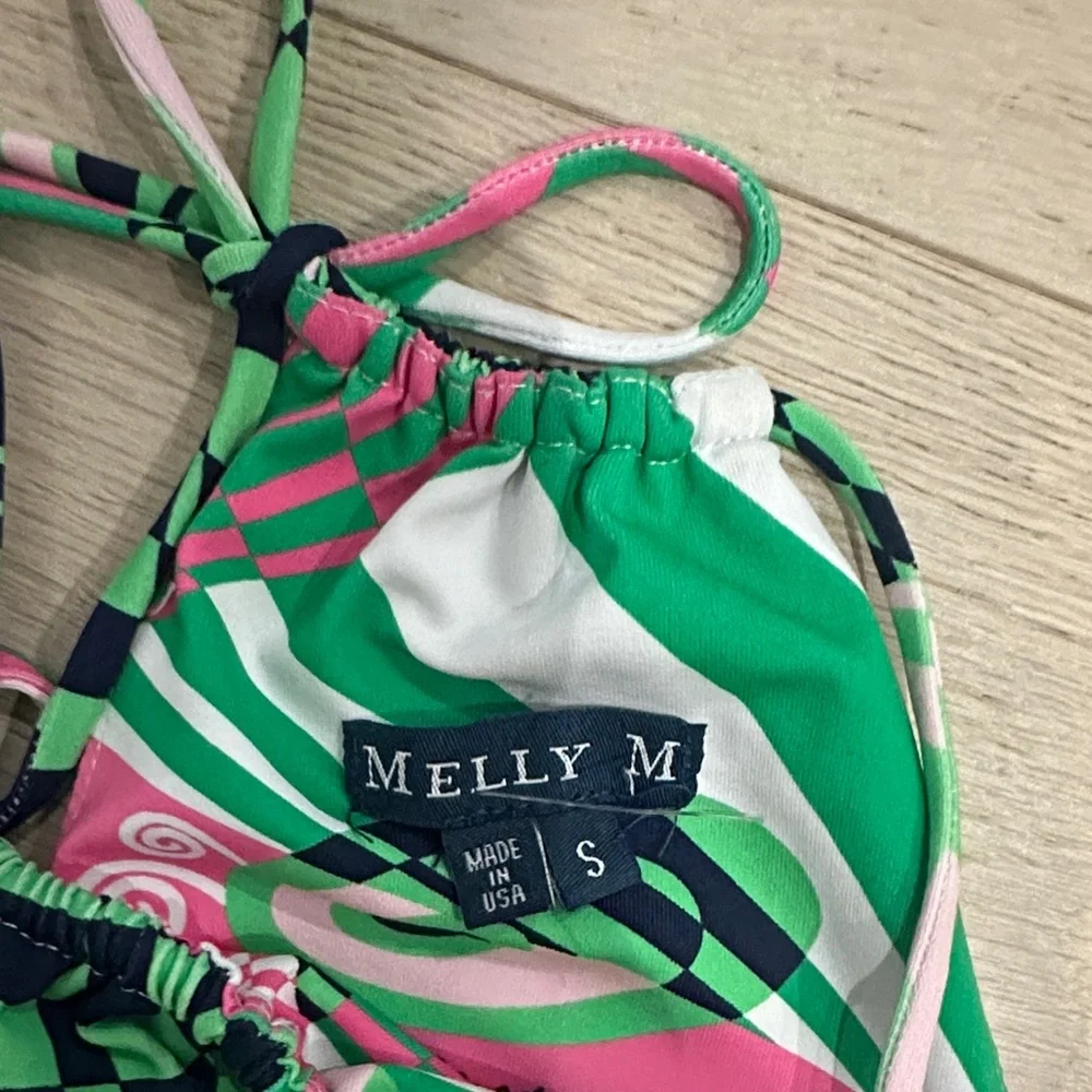 Melly M Pink and Green Halter Top - Picture 2 of 6